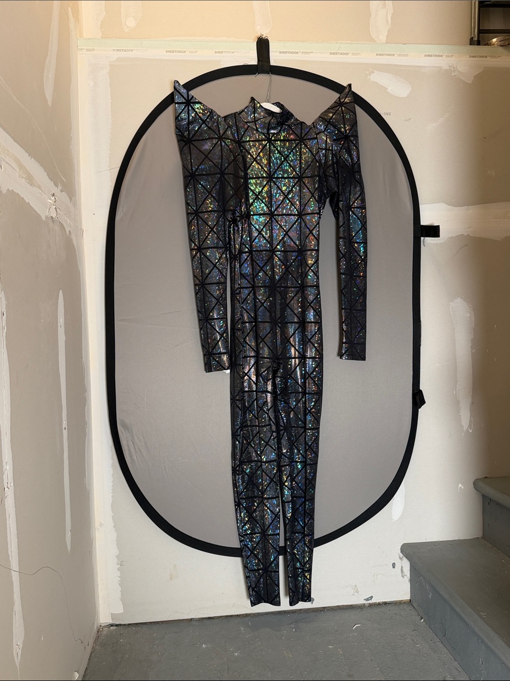 Lady Gaga Holographic Grid Pattern Jumpsuit